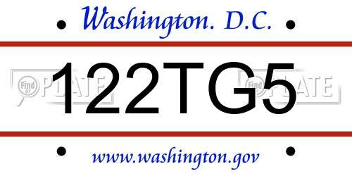 122TG5 District Of Columbia License Plate