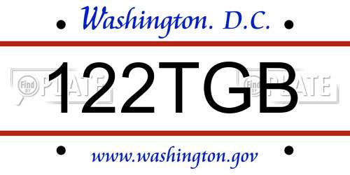 122TGB District Of Columbia License Plate