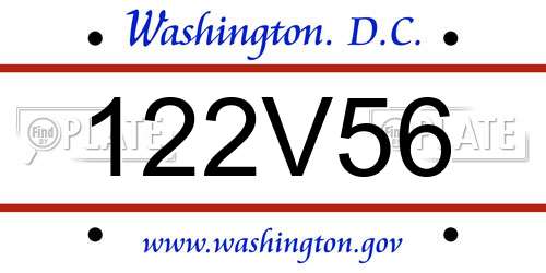 122V56 District Of Columbia License Plate