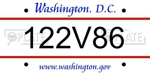 122V86 District Of Columbia License Plate