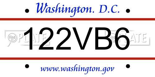 122VB6 District Of Columbia License Plate
