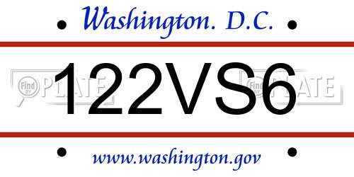 122VS6 District Of Columbia License Plate