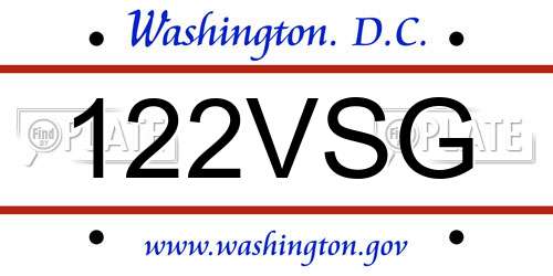 122VSG District Of Columbia License Plate