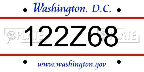 122Z68 District Of Columbia License Plate