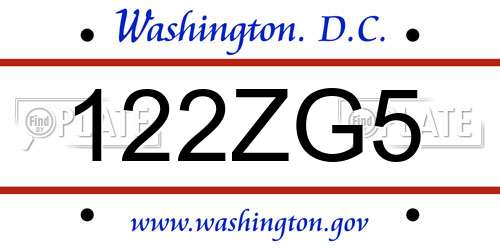 122ZG5 District Of Columbia License Plate