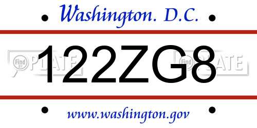 122ZG8 District Of Columbia License Plate