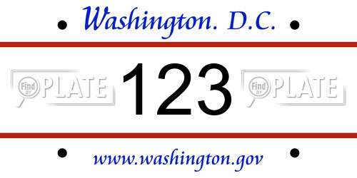 123 District Of Columbia License Plate