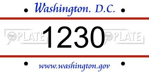 1230 District Of Columbia License Plate