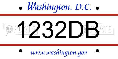 1232DB District Of Columbia License Plate
