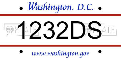 1232DS District Of Columbia License Plate