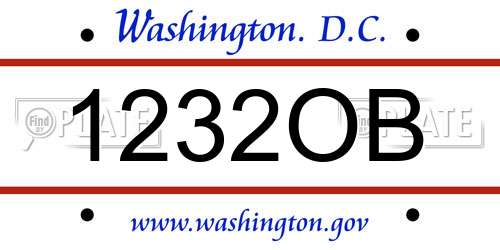 1232OB District Of Columbia License Plate