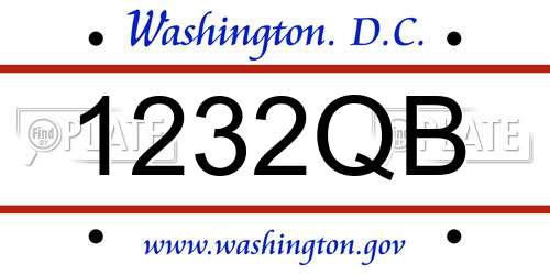 1232QB District Of Columbia License Plate