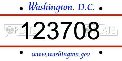 123708 District Of Columbia License Plate