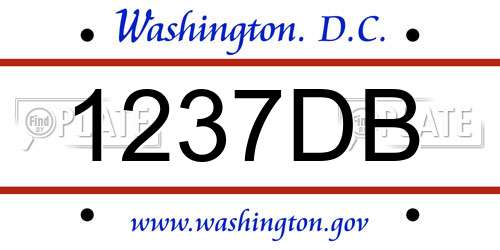 1237DB District Of Columbia License Plate