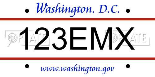 123EMX District Of Columbia License Plate