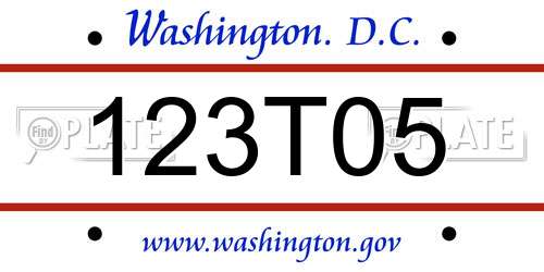 123T05 District Of Columbia License Plate