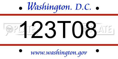 123T08 District Of Columbia License Plate