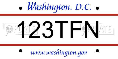 123TFN District Of Columbia License Plate