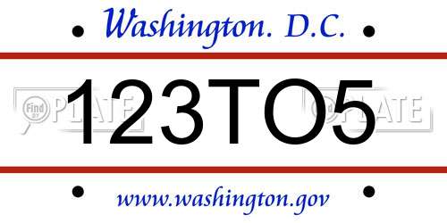 123TO5 District Of Columbia License Plate