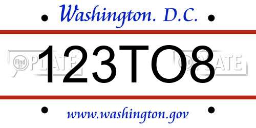 123TO8 District Of Columbia License Plate
