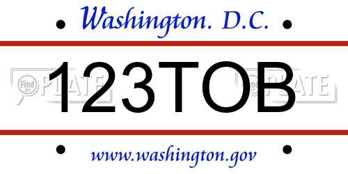 123TOB District Of Columbia License Plate
