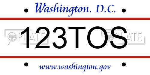 123TOS District Of Columbia License Plate