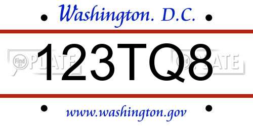 123TQ8 District Of Columbia License Plate