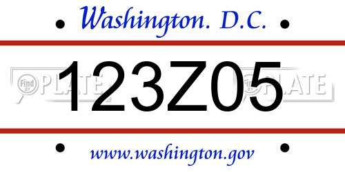 123Z05 District Of Columbia License Plate
