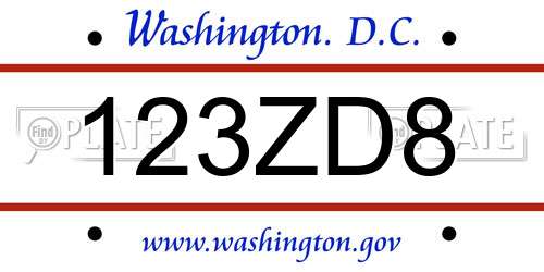123ZD8 District Of Columbia License Plate