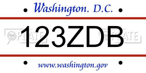 123ZDB District Of Columbia License Plate
