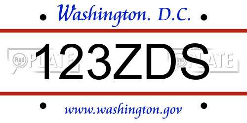 123ZDS District Of Columbia License Plate