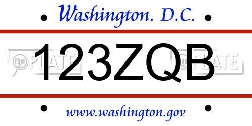123ZQB District Of Columbia License Plate