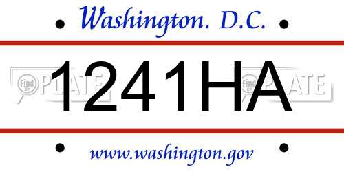 1241HA District Of Columbia License Plate