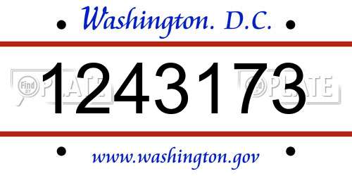 1243173 District Of Columbia License Plate