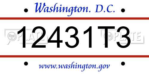 12431T3 District Of Columbia License Plate