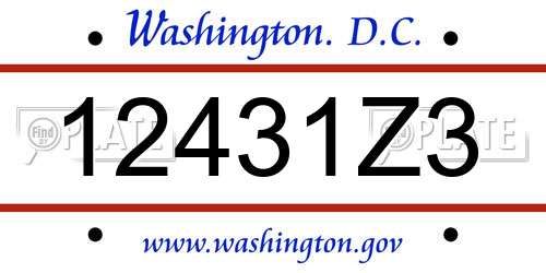12431Z3 District Of Columbia License Plate