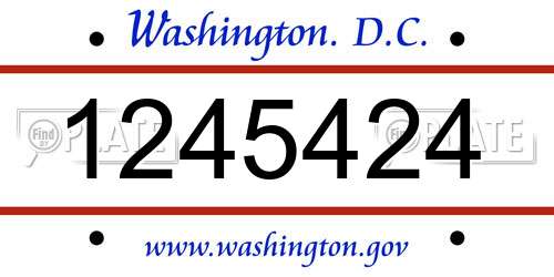 1245424 District Of Columbia License Plate