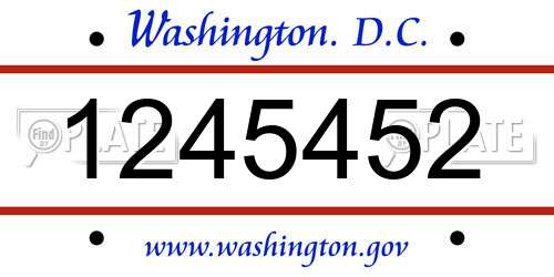 1245452 District Of Columbia License Plate