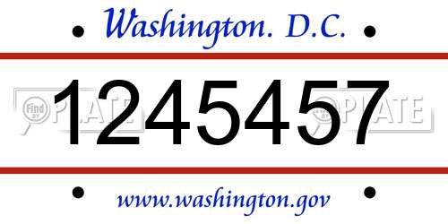 1245457 District Of Columbia License Plate