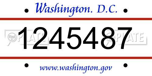 1245487 District Of Columbia License Plate