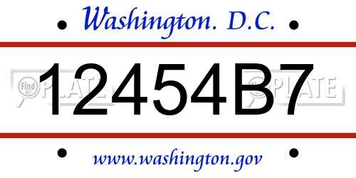 12454B7 District Of Columbia License Plate