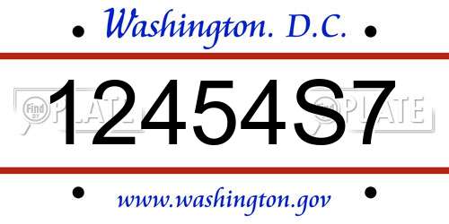 12454S7 District Of Columbia License Plate