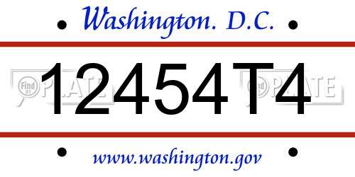 12454T4 District Of Columbia License Plate