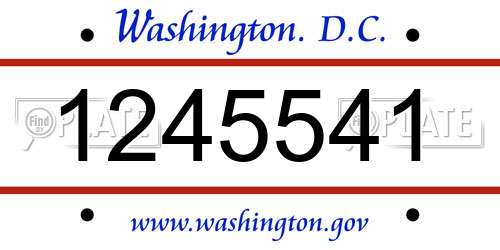 1245541 District Of Columbia License Plate