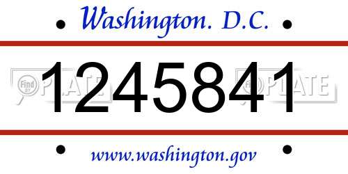 1245841 District Of Columbia License Plate