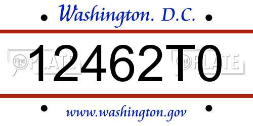 12462T0 District Of Columbia License Plate