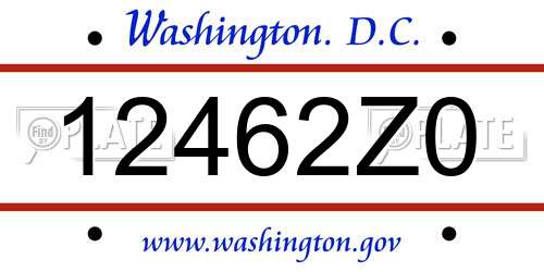 12462Z0 District Of Columbia License Plate