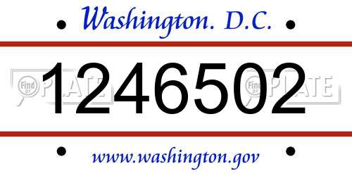 1246502 District Of Columbia License Plate