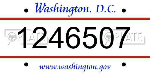1246507 District Of Columbia License Plate