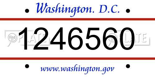 1246560 District Of Columbia License Plate